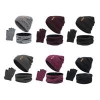 3pcs Set Mens Girls Beanie Hat Neck Scarf Knitted Gloves Set Winter Warmer