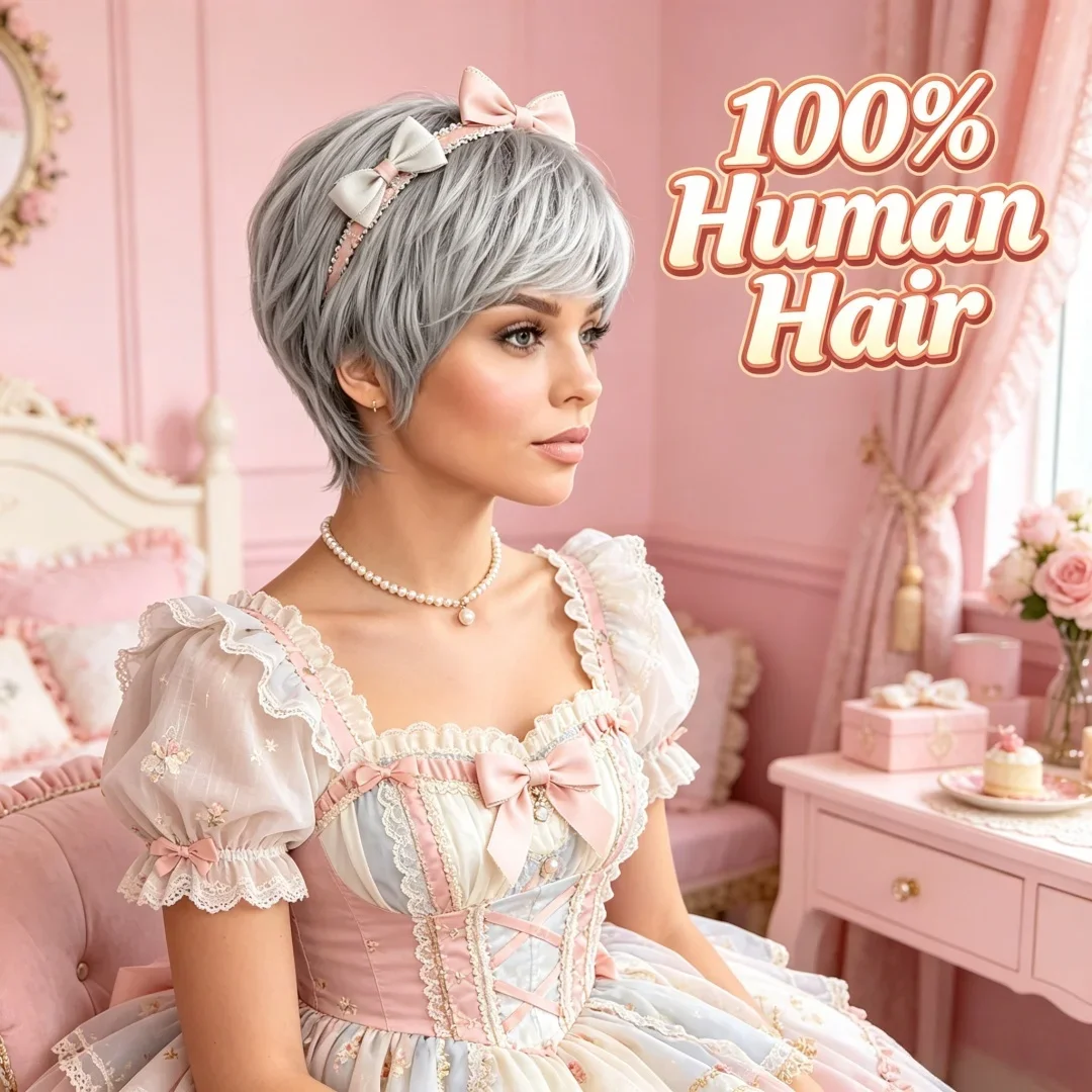 6-インチ-ライトグレー-ショート-ストレート-ブラジリアン-レミー人毛-フルマシンウィッグ-150-密度-デイリーアウトフィットヘアピース