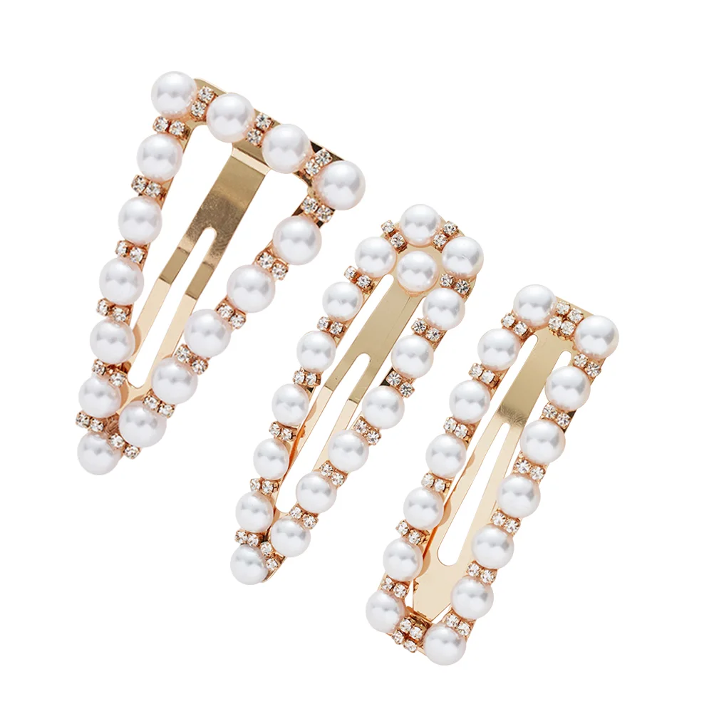 

3pcs Hairpins Rhinestone Pearl Hair Clips Side Clips Attractive Bobby for hair clips hair clips for girls