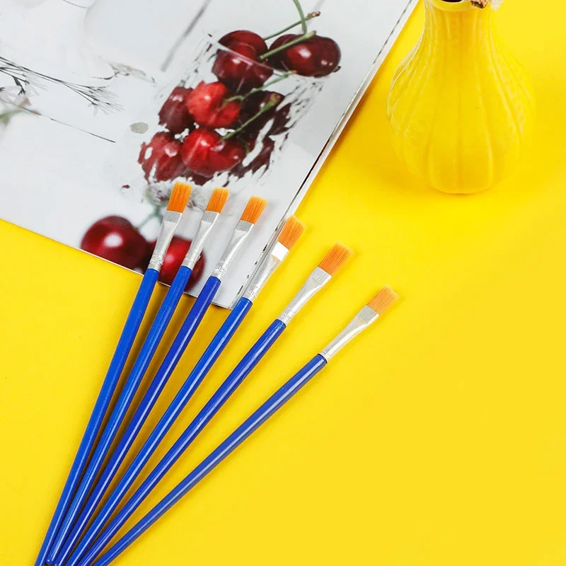 100Pcs Nylon Bristle Plastic Stem Digital Oil Brush Outlining Brush Small Line Brush Acrylic Paint Children's Oil Brush