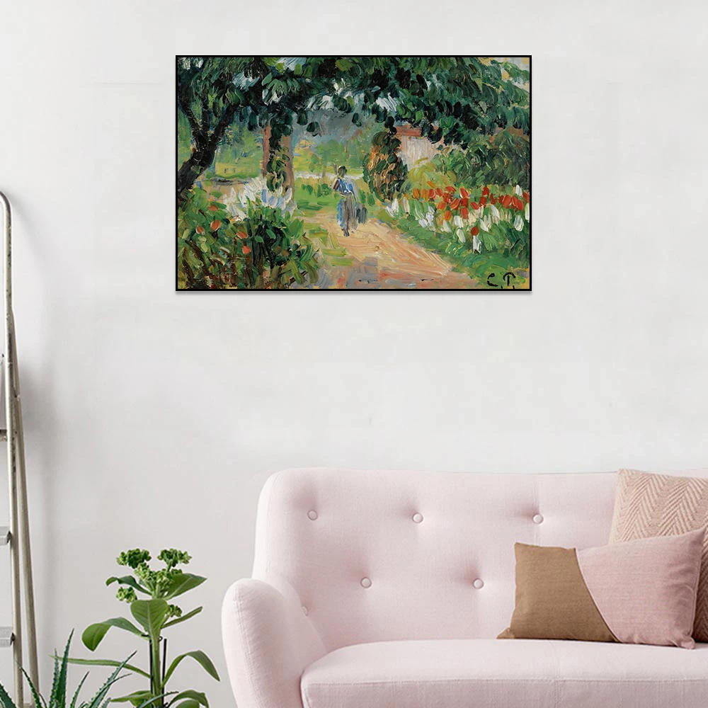 

Camille Pissarro "L’allée Du Jardin D’eragny" Canvas Wall Art Picture Oil Painting Reproductions Artwork Poster for Home Decora