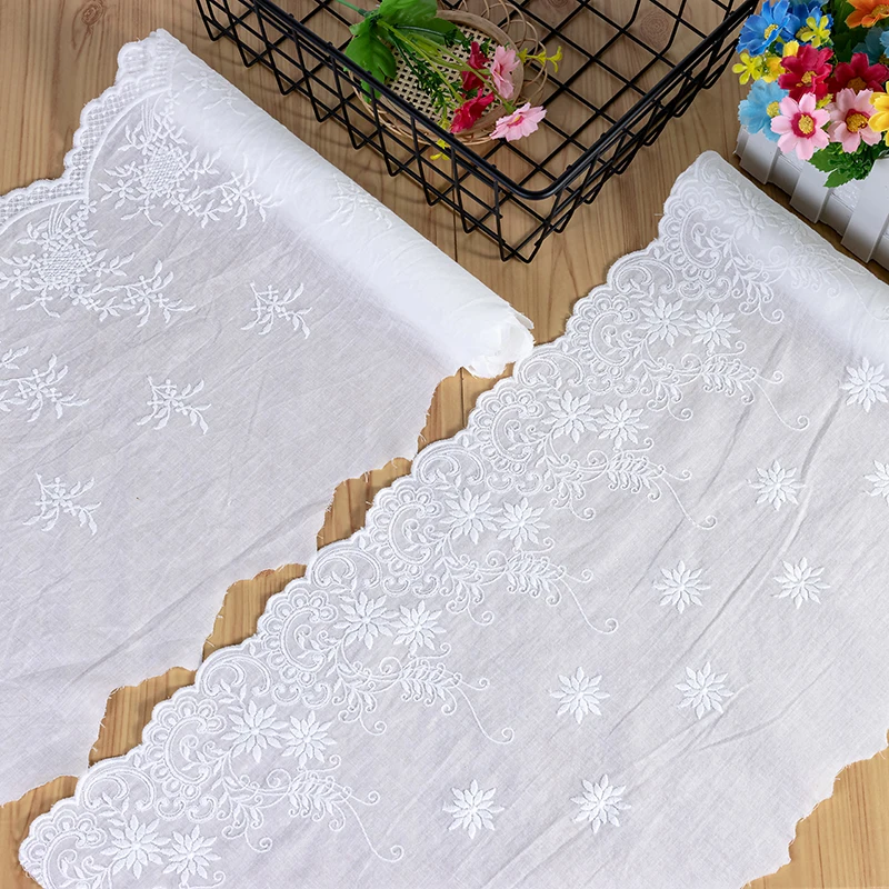 Panno di cotone traforato in pizzo, panno da ricamo, squisito, bianco sporco, accessori per abbigliamento fai da te, larghezza tende 26cm, 5