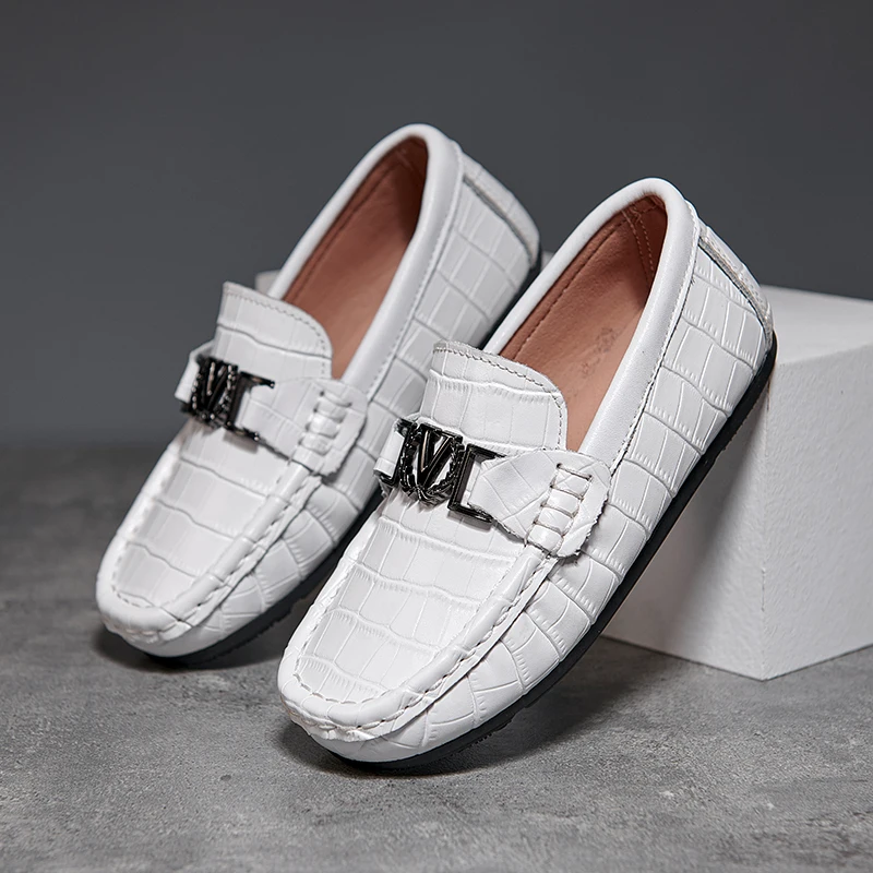 Children Shoes For Boys Loafers Sneakers Baby Soft Kids Shoes Leather Casual Toddler Girls Flats Slip-on Moccasin White Shoes