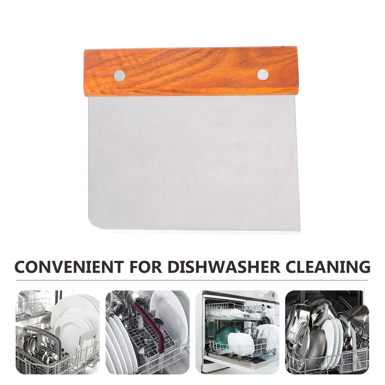 

Stainless Steel Flour Scraper Wood Handle Dough Cutter Powder Smoother Kitchen Scraper Baking Accessories Set