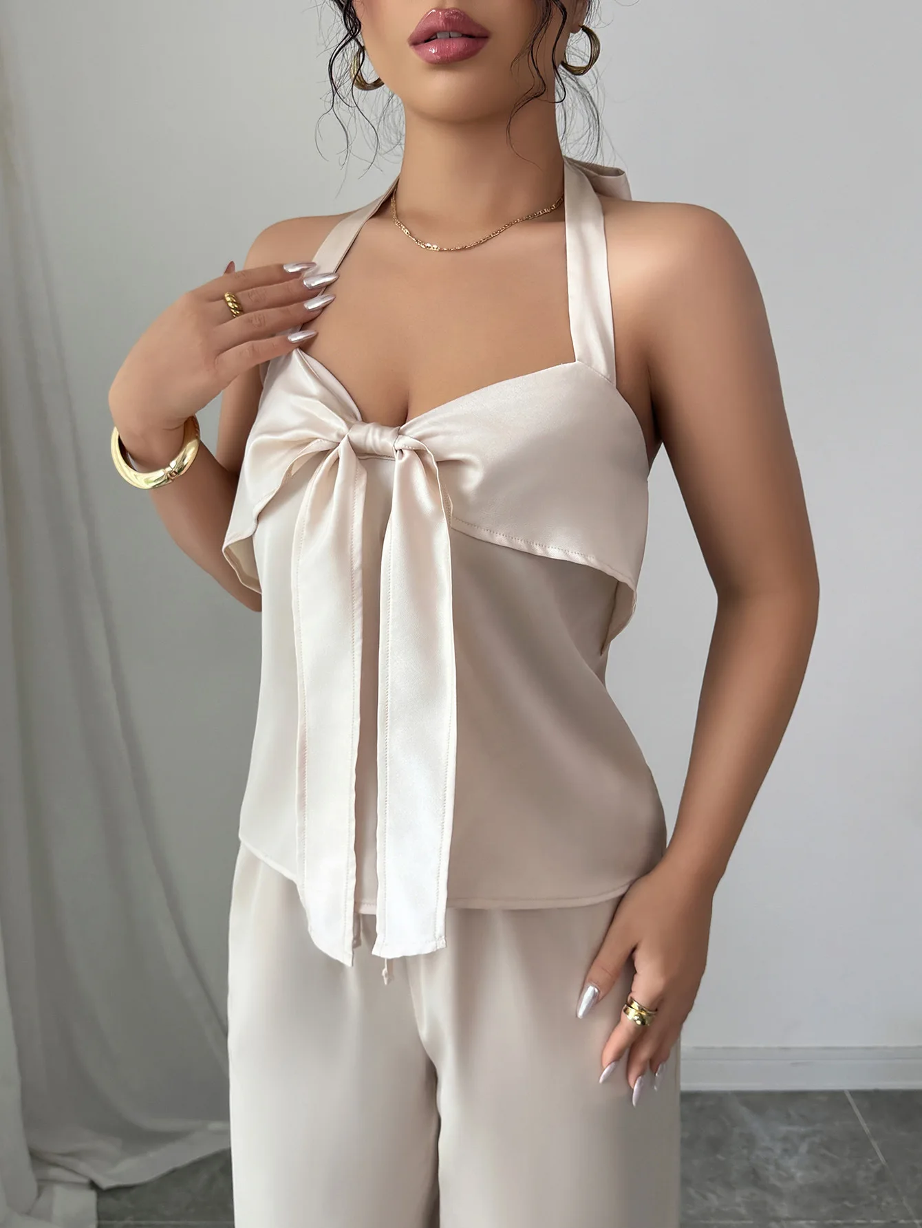 

2025 New Neck Hanging Vest Straight Leg Pants Set