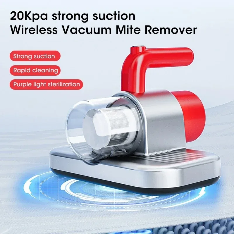 Portable 20000Pa UV Vacuum Cleaner 5 Level Filtration Anti Mite Remover Double Tapping for Home Mattress Pet Hair
