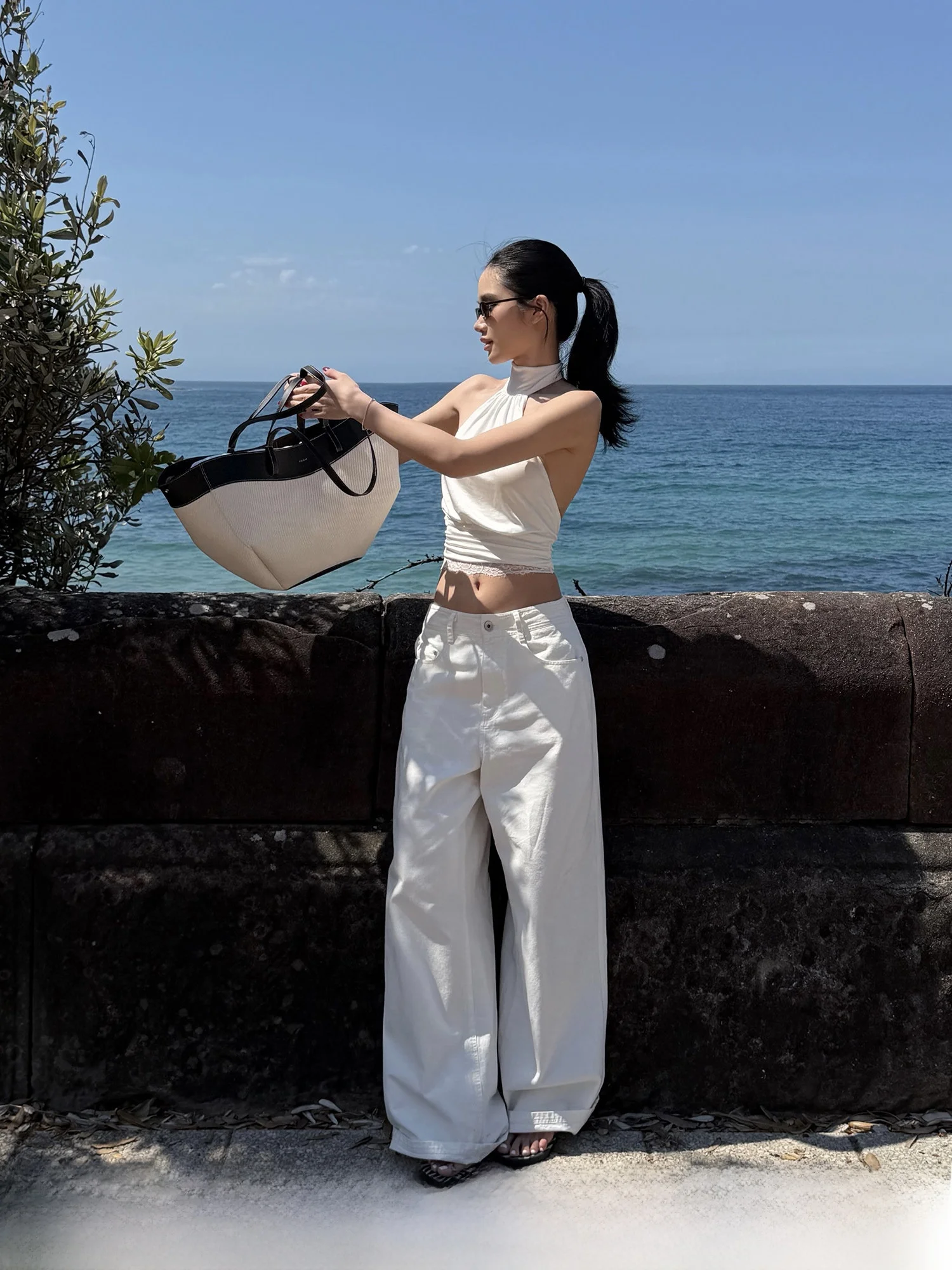 

Rovente Modern Wide Leg Straight Tube Jeans Women Summer Thin Loose Tall Cotton Casual Pants High Waist Long Trousers