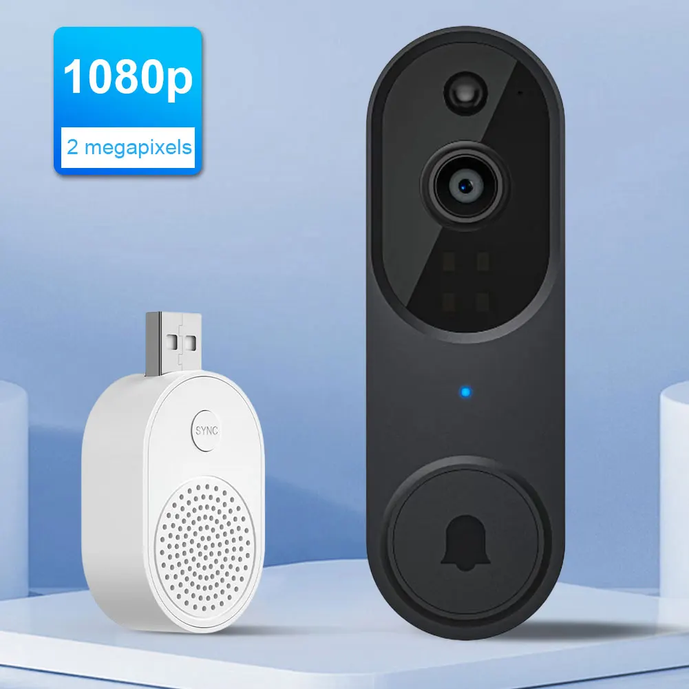 1080P Беспроводная видеокамера дверного звонка Wi-Fi Умная камера дверного звонка ночного видения Беспроводной видео дверной звонок Обнаружение движения для дома