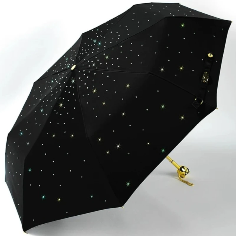 Elegant Umbrellas Modern Creative Foldable Umbrellas Star Pattern Rose Engraving All Weather Umbrella Household Merchandises