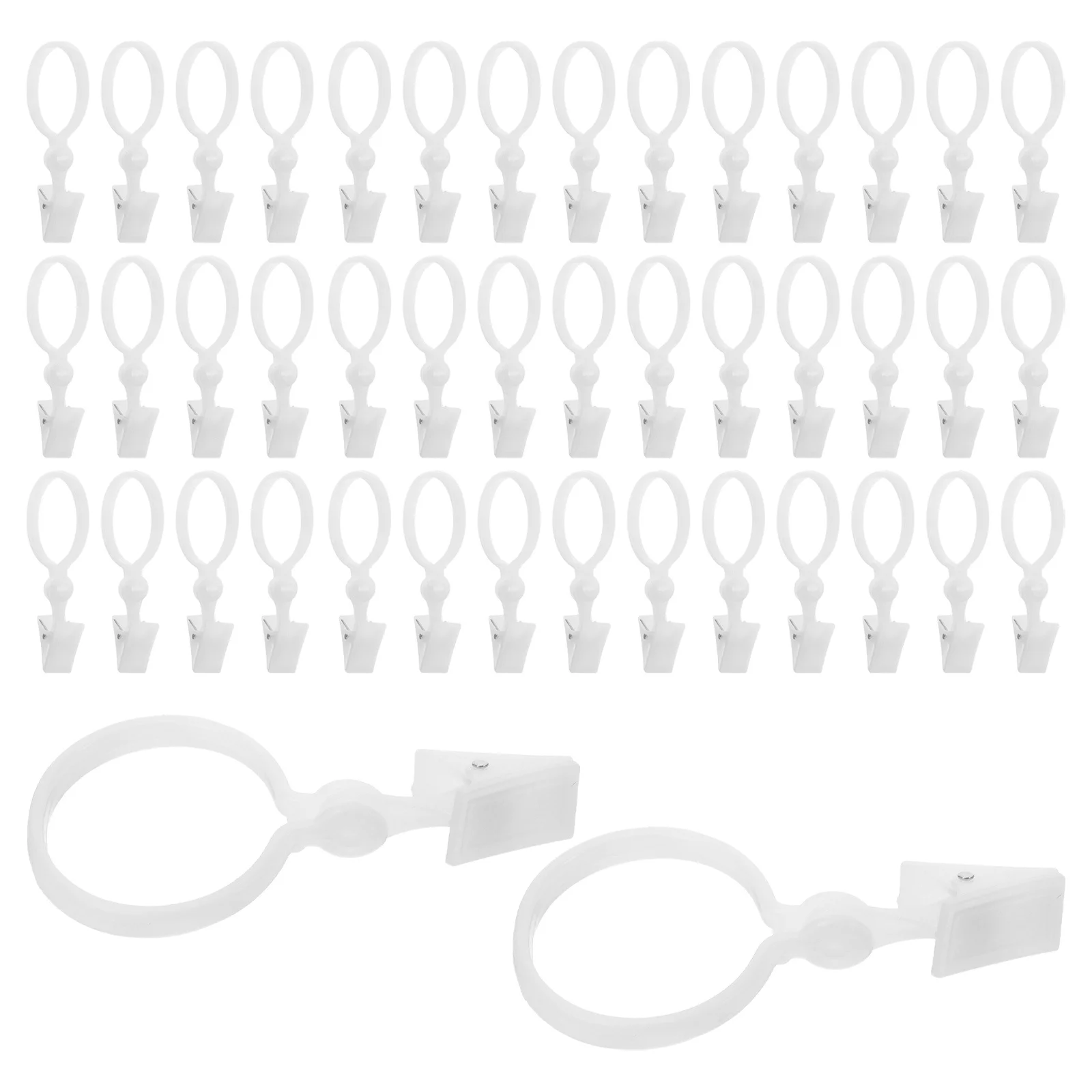 100pcs Curtain Rings Resin Drapery Hangers Smooth Heavy Duty White Plastic Clips For Window Drapes Rods Home Decor Easy Install