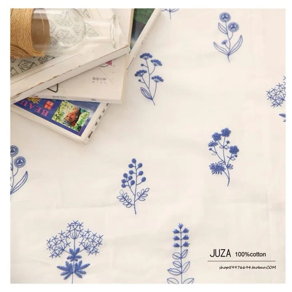 Embroidery Cotton Tablecloth, Floral Embroidery Tea Table Decoration, Rectangle Table Cover for Kitchen Wedding Dining Room