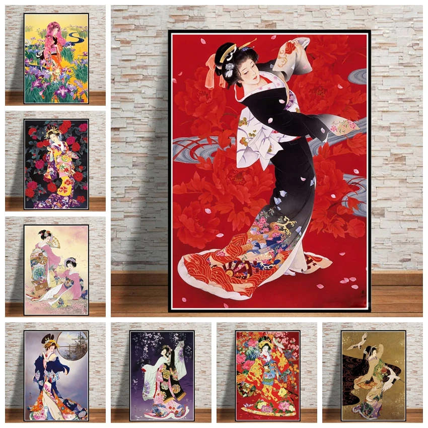 

Japanese Geisha Woman 5D Diamond Painting Full Square Round Drill Cross Stitch Portrait Rhinestones Mosaic Embroidery Home Decor