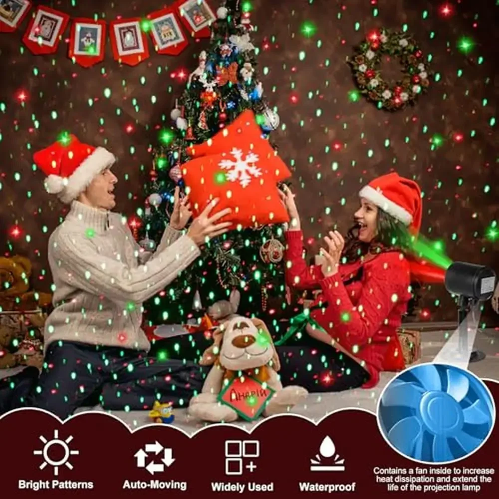 Outdoor RGB Christmas Laser Projector Lights 2 Pcs with Remote Control Waterproof Motion Xmas Projector Holiday Decorations