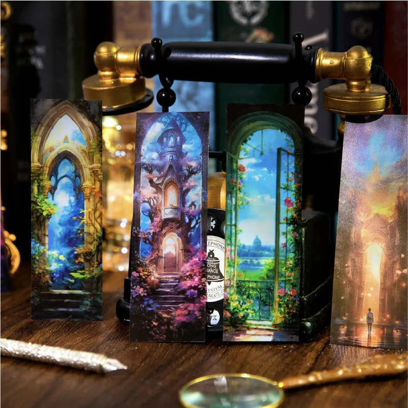 8 Pcs/pack Fantasy Continent Series Bookmark Pet Reading Book Mark Retro Scenery Book Page Marker Stationery Supplies