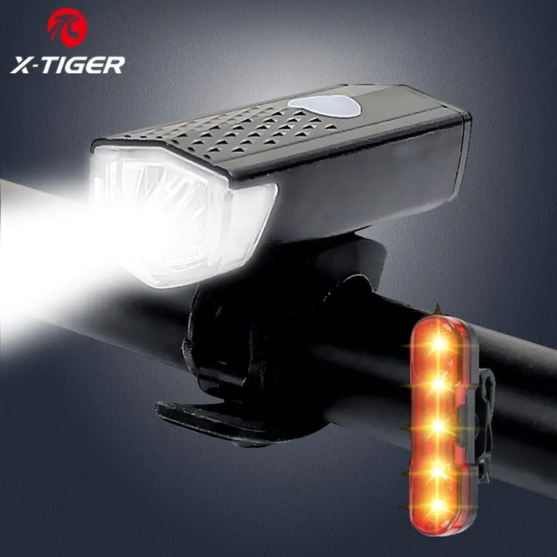 X-TIGER Bike Light MTB Bike Front Lamp 300 Lumens IPX6 Waterproof Bicycle Light 1200 mAh USB Rechargeable LED Bike Flashlight