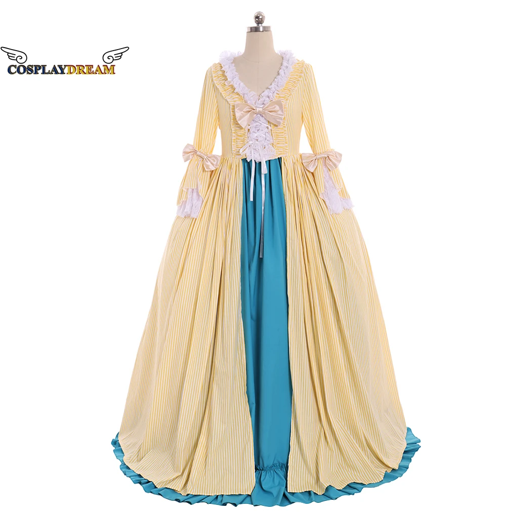 

Rococo Court Noble Dress Medieval Clothing Party Dress Yellow Blue Baroque Fancy Party Dress Marie Antoinette Georgian Dress