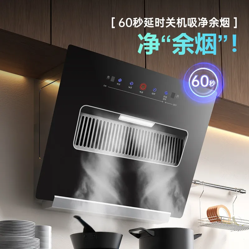 220V Kitchen Range Hood Large Suction Side Mount Exhaust Fan for Home Small Apartment Rental Use