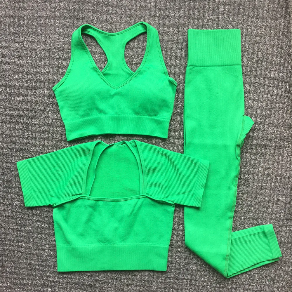 QK 1PCS Seamless Crop Tops Gym Workout Clothes Women Workout Fitness Sport Bra Shorts Leggings Yoga Set Wear Gym Outfits Suits