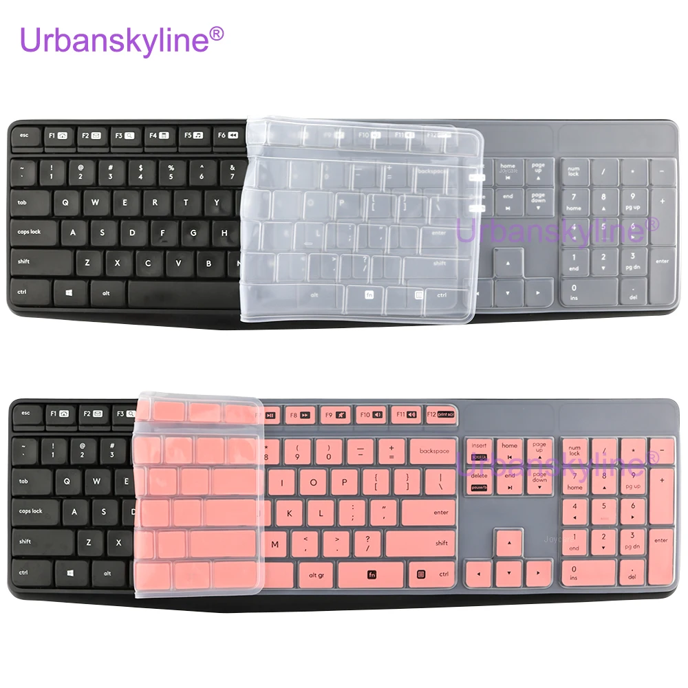 Keyboard Cover for Logitech K235 MK235 MK315 K375s Wireless Clear Transparent Black Silicone Protective Skin Case