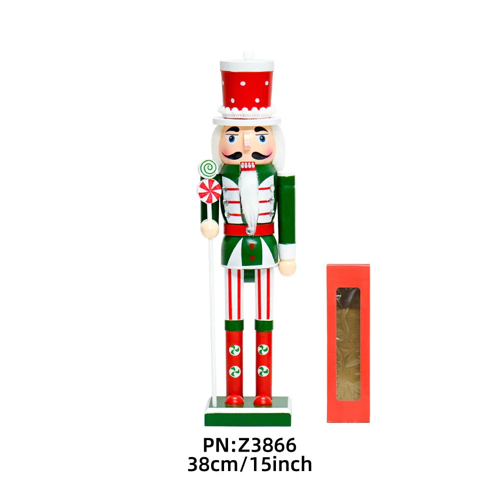 

Wooden Nutcracker Soldier Christmas Puppet Handcrafted Classic Holiday Ornament for Living Room Study Desktop Table Display