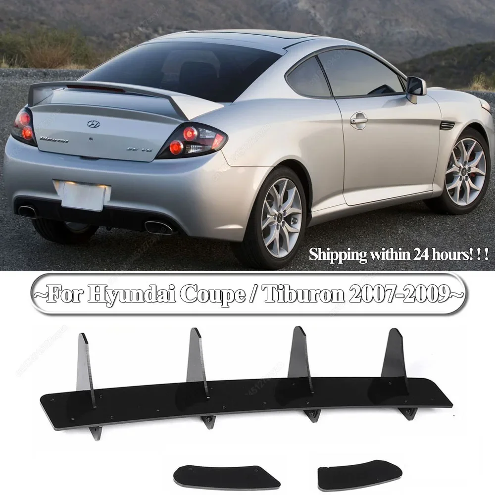 Car Rear Bumper Diffuser Lip Cover Spoiler Splitter For Hyundai Coupe / Tiburon 2007 2008 2009 Body Kits Tuning Gloss Black ABS