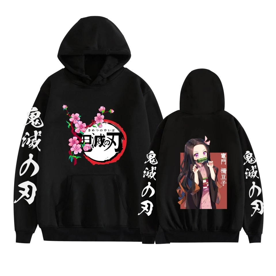 Anime Demon Slayer Nezuko Gedrukt Hoodie Herfst Winter Casual Harajuku Vrouwen Lange Mouw Fleece Mode Sweatshirt