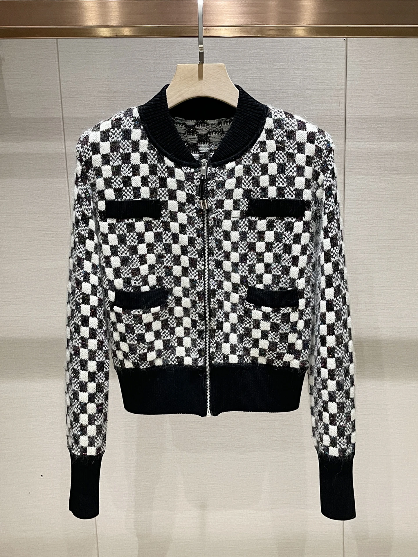 

Уникальный вязаный длинный женский облегающий клетчатый открытый кардиган на молнии Long Sve, винтажный повседневный удобный дышащий осенний Win...