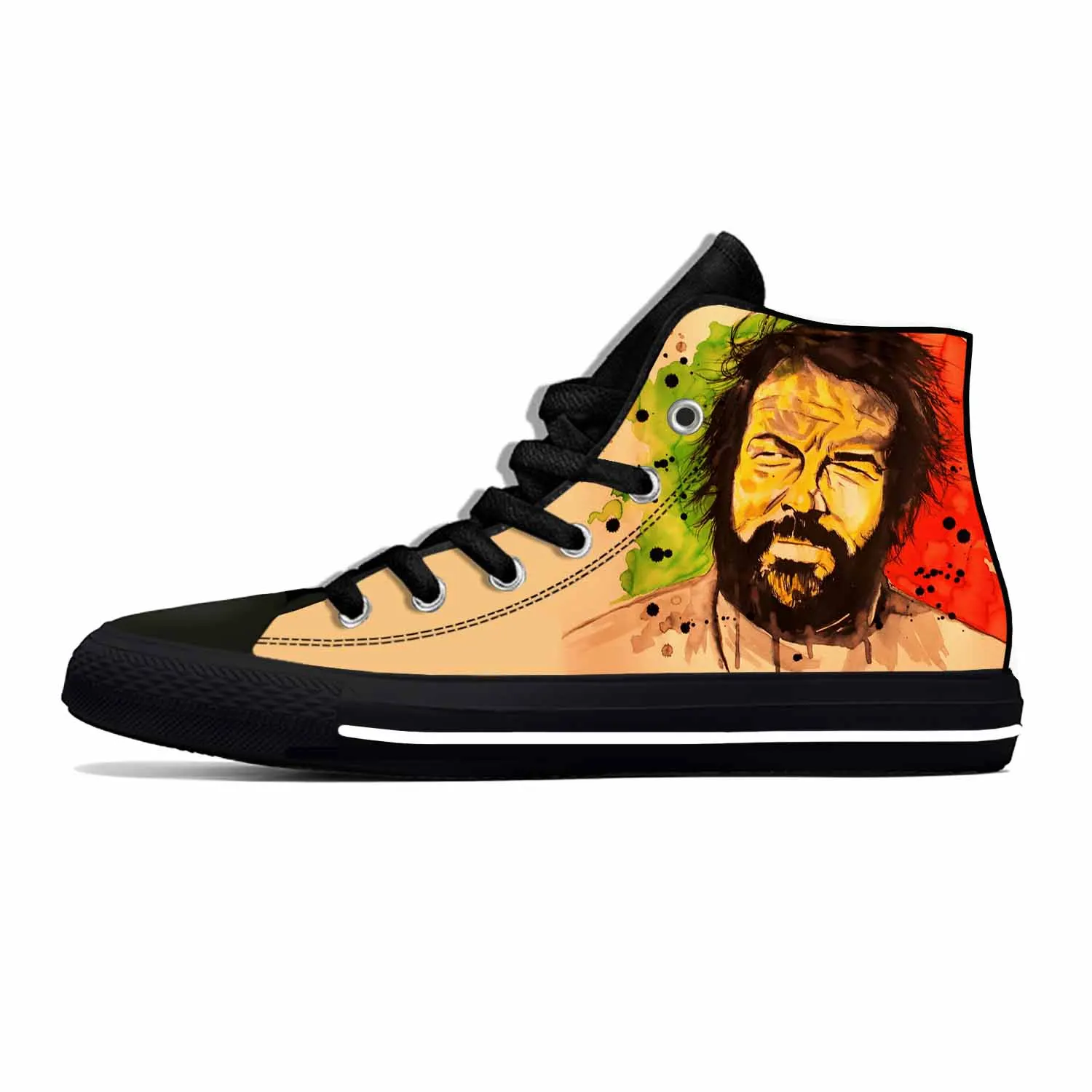 

Hot Anime Cartoon Manga Movie Actor Bud Spencer Casual Cloth Shoes High Top Lightweight Men Women Sneakers High Top Board Shoes