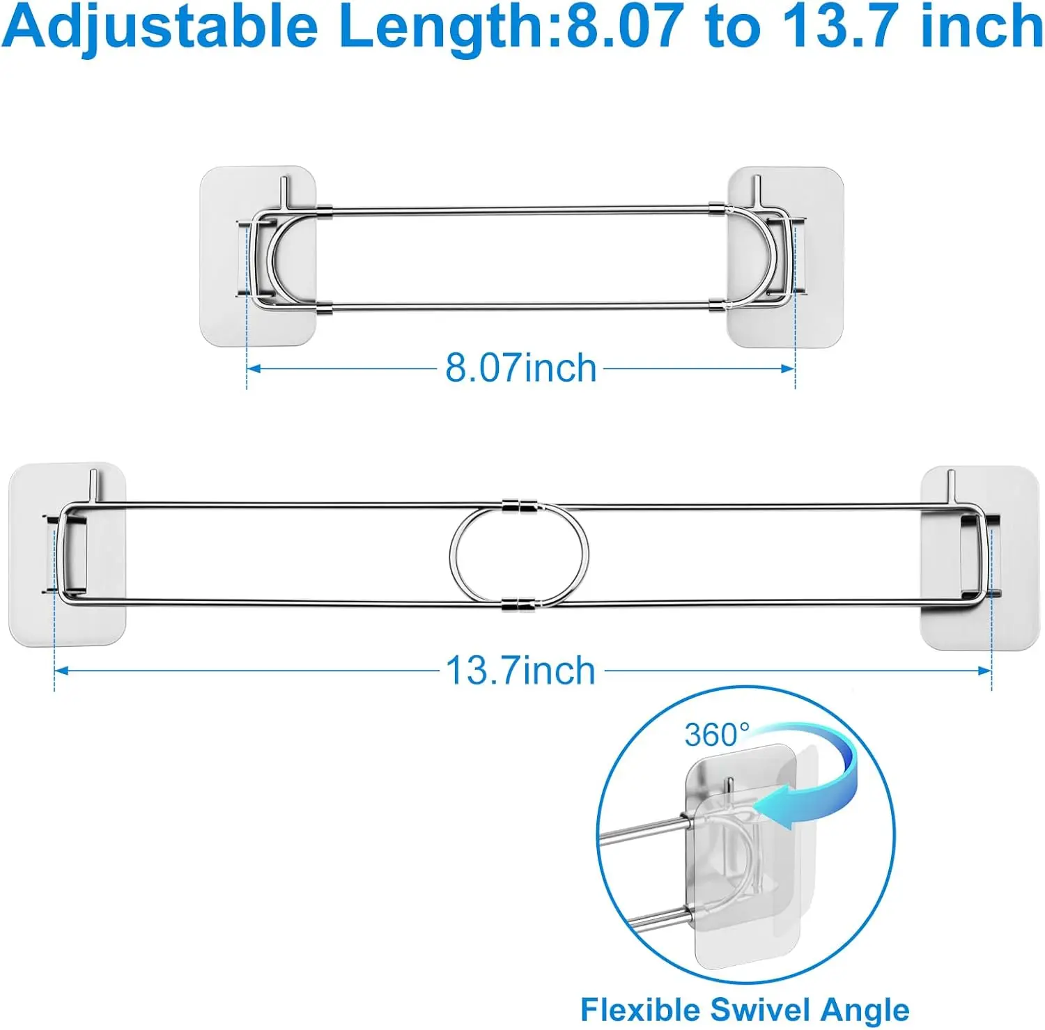 1PCS Adjustable RV Shower Corner Storage Bar Stainless Steel Shelving Bars With Hooks Outdoor Camping RV Interior Accessories