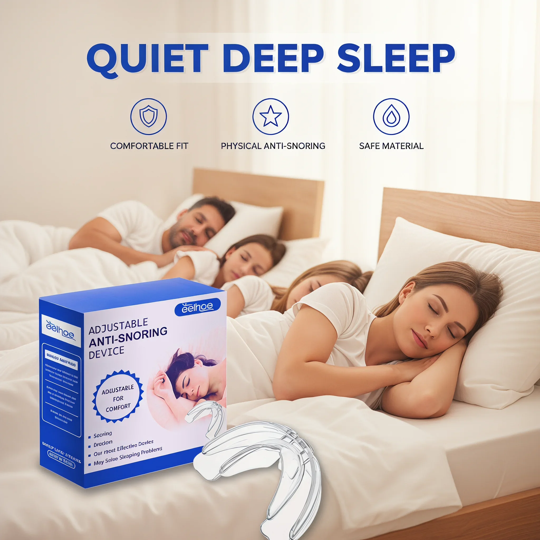 EELHOE Adjustable Anti Snoring Mouth Guard Anti Bruxism Teeth Grinding Mouthpiece Stop Snore Sleep Apnea Protector Improve Night
