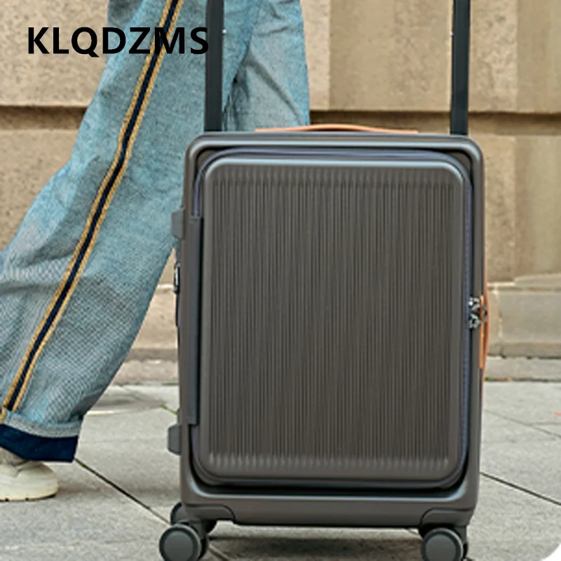 

KLQDZMS Travel Luggage Side Opening Laptop Trolley Case Women's Boarding Box Men's Luggage 20"24 Inch Multifunctional Suitcase
