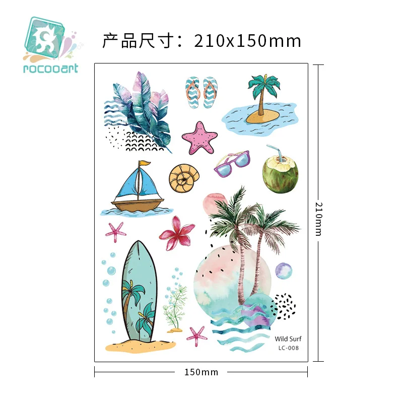 Waterproof New Hawaiian Tattoo Fashion Summer Beach Party Temporary Tattoos Sticker Size:210*150mm