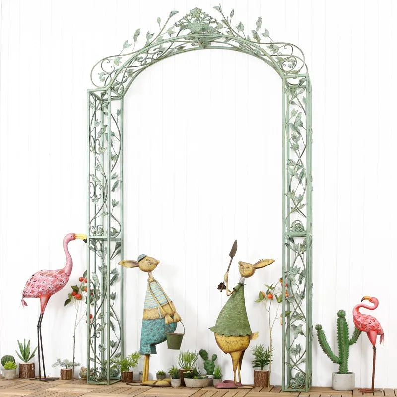 wrought iron garden arch European courtyard villa outdoor climbing vine bracket rose flower stand decoration
