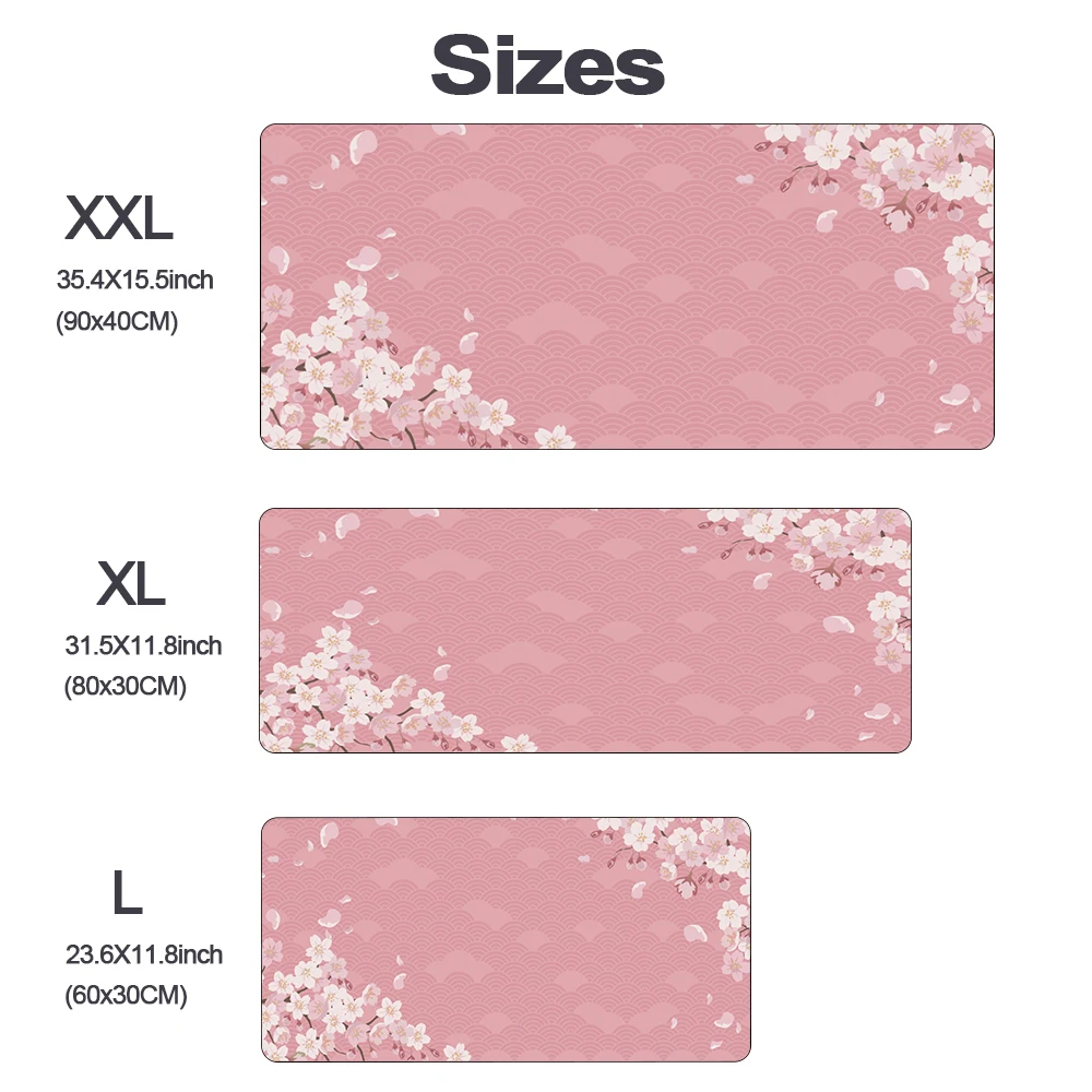 Japanese Style Mount Fuji Cherry Blossom Sakura Mouse Pad Gamer XL Large Mousepad XXL 90x40 Desk Mats Keyboard Rubber Table Mat