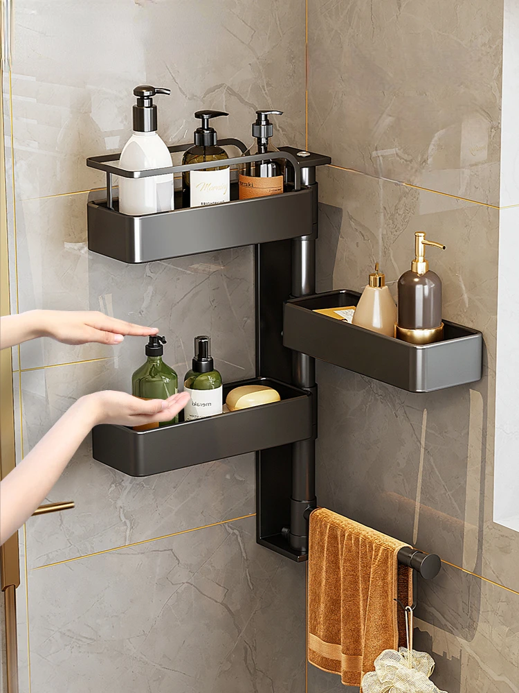 Shelf In The Bathroom Kitchen Spice Rack Wall-mounted Corner Shower Shelf Place Shampoo Cosmetics Bathroom Kitchen Hanging Shelf