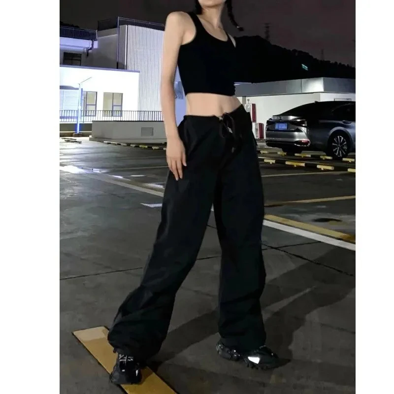 MEXZT Y2K Cargo Pants Women Streetwear Black Baggy Sweatpants Summer Harajuku Wide Leg Joggers Korean Fashion Straight Trousers