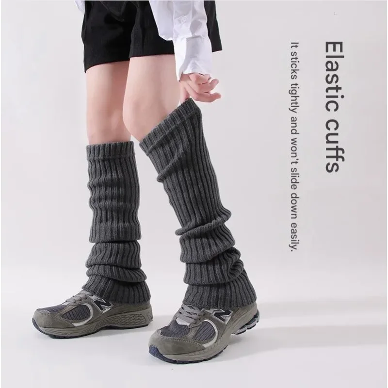 Over Knee Cover Sock Wool Furry Leg Warmers Japanese Resilient Warm Knitted Thigh Slimmer Long Socks with Boots Lolita Jk Winter