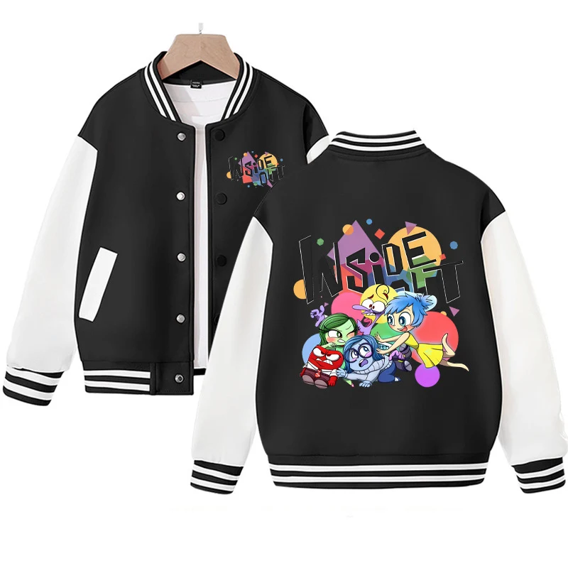 

Cute New Inside Out 2 Kids Baseball Jacket Anime Peripheral Anxiety Sadness Anger Casual Sports Jacket Top Baseball Jersey