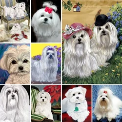 Full Square 5D Diy White Puppy Diamond Painting Maltese Dog Diamond Embroidery Cross Stitch Beads Picture By Number Wall Decor