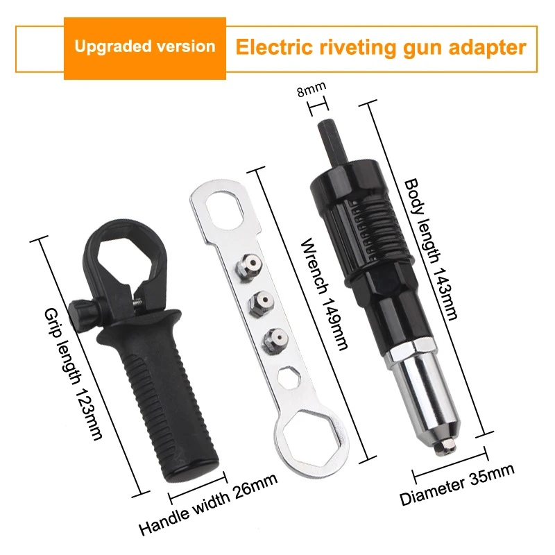 Mesin Paku Keling Listrik Adaptor Pistol Paku Keling 2.4Mm-3.2Mm-4.0Mm-4.8Mm Alat Paku Keling Rumah Mesin Paku Keling untuk Bor Listrik