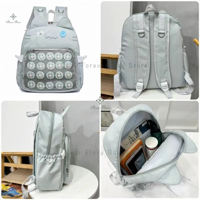 Y2k neue süße Katze transparenten Rucksack kawaii harajuku Mädchen ita Tasche Hoch leistungs schüler Rucksack Teenager DIY Display Schult asche