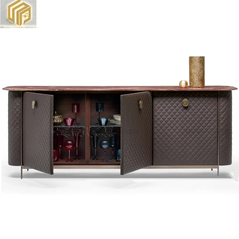

Luxury porch cabinet Simple European leather art hall decoration cabinet Dining side cabinet Bedroom TV cabinet customization