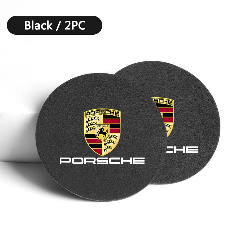 2PC Car Coaster Water Bottle Cup Holder Mat Anti-slip Pad For Porsche Cayenne Panamera Macan 911 718 918 Taycan Boxster Interior