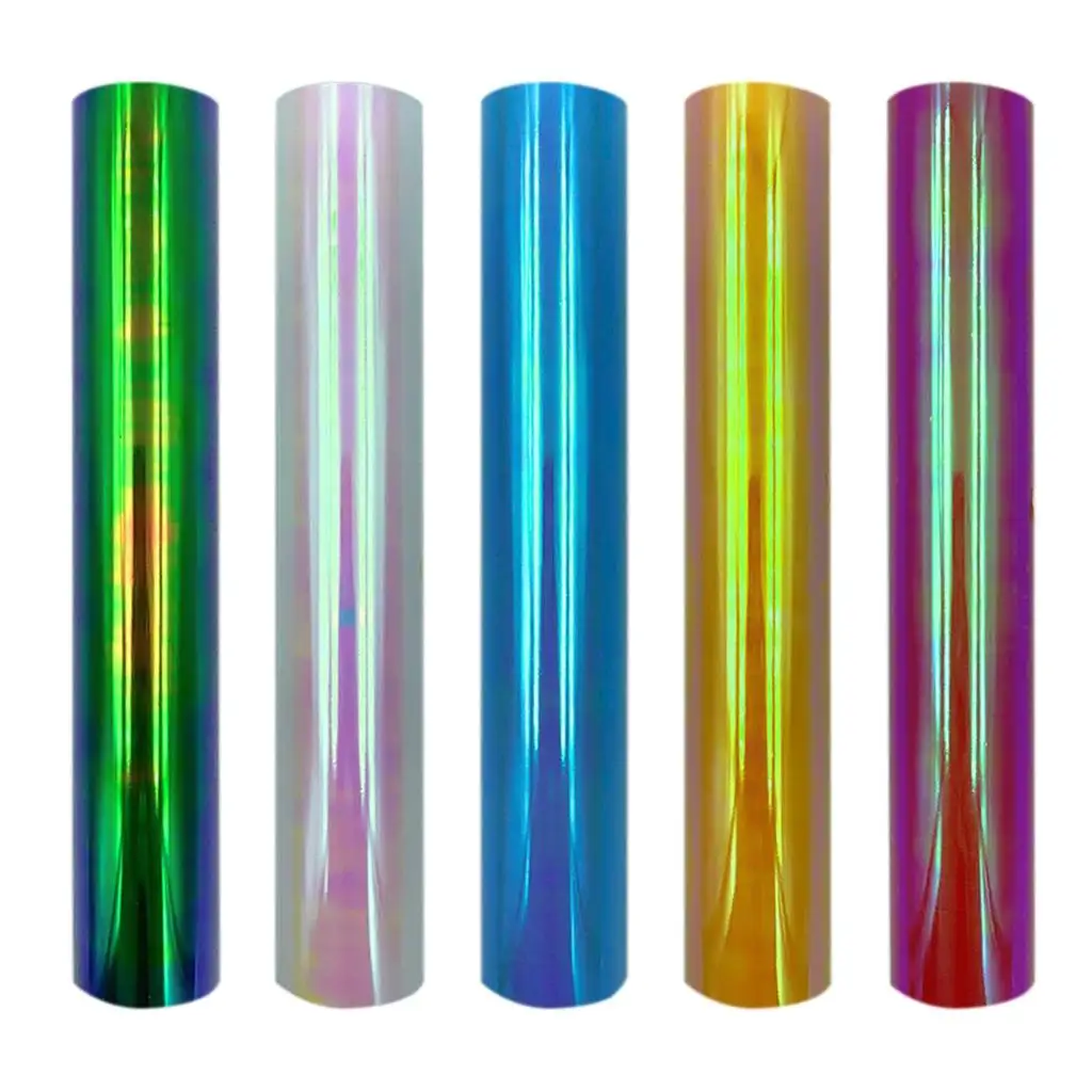 5 Pieces Holographic Heat Transfer HTV Premium for T Shirt Garment Clothing DIY for , Polyester, /Poly Blends