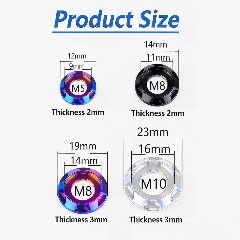 2-10pcs Titanium Alloy Washer M5 M6 M8 M10 Colorful Fancy Decorative Step Gasket Spacer for Bike Motorcycle Car