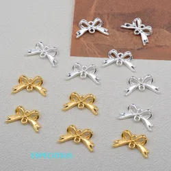Silver Color Plated Alloy Bowknot Double Hole Pendants Bracelet Handmade Charms For Earring Department DIY Jewelry Accessories