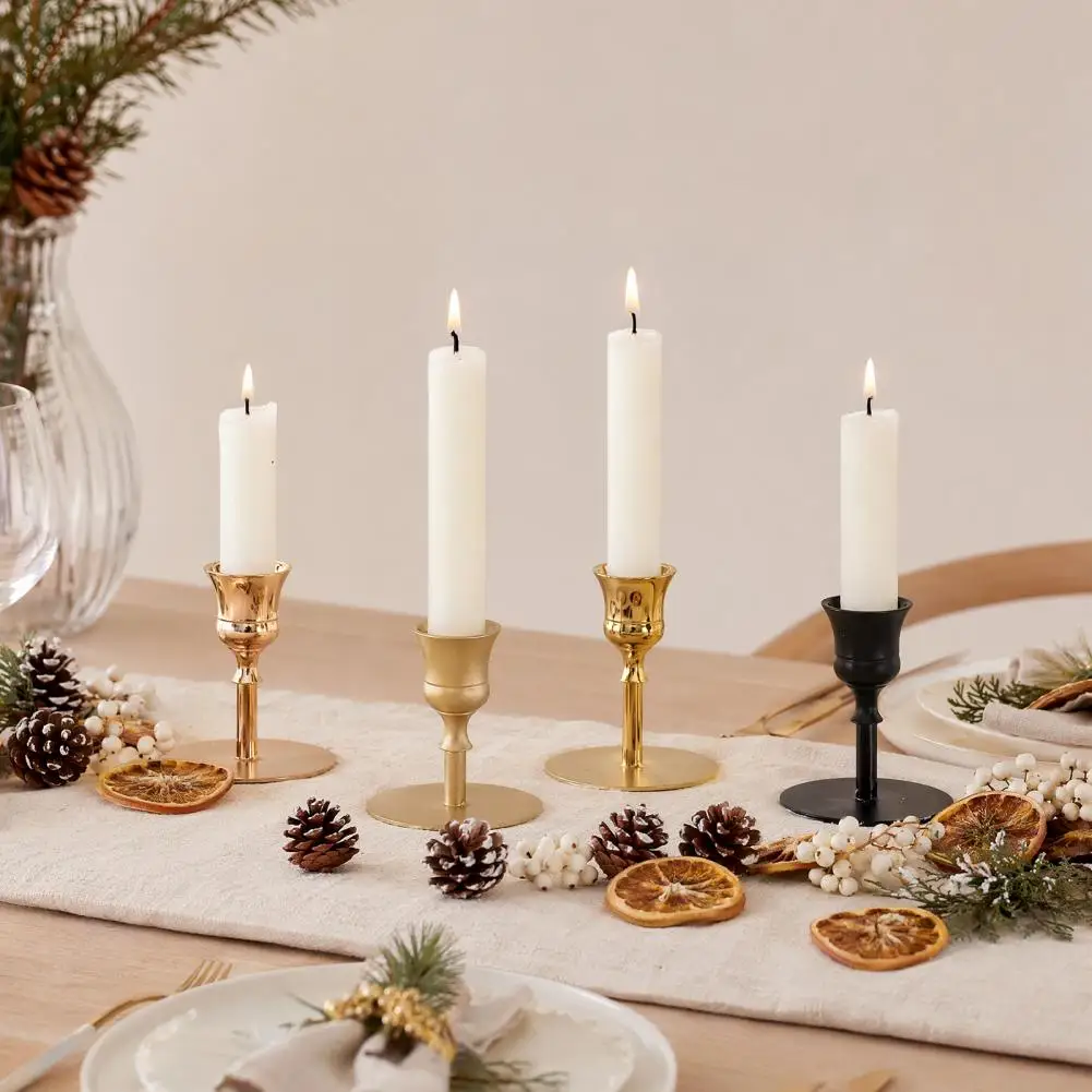 Candle Holder Decorative Candle Holder Vintage Metal Candlestick Holder for Dining Table Gold Taper Candle Stand Centerpiece