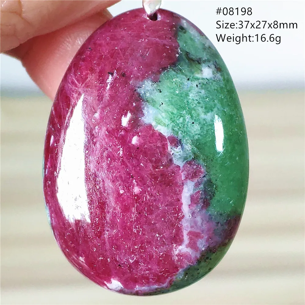 Natural Red Ruby Zoisite Pendant Oval Women Men Beads Ruby Zoisite Size Watermelon Red Green Ruby Necklace Jewelry AAAAA