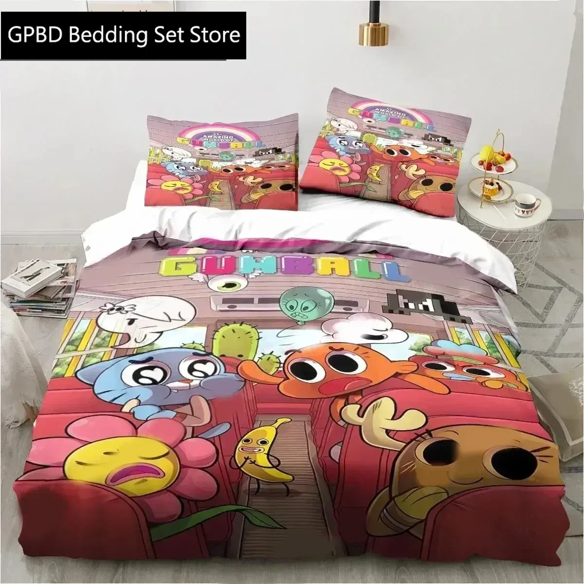 Cartoon The Amazing World Bedding Set Gumball Boys Girls Twin Queen King Size Duvet Cover Pillowcase Bed boys Adult