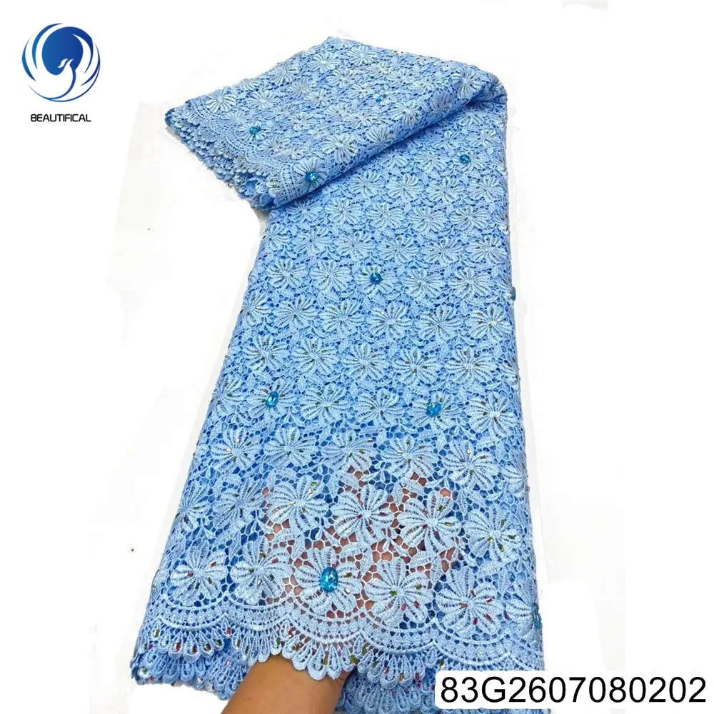 2026 Fashion Solid Color Water-soluble Diamond-encrusted Design African Pure Lace Nigerian Exquisite Banquet Dress 83G26070802
